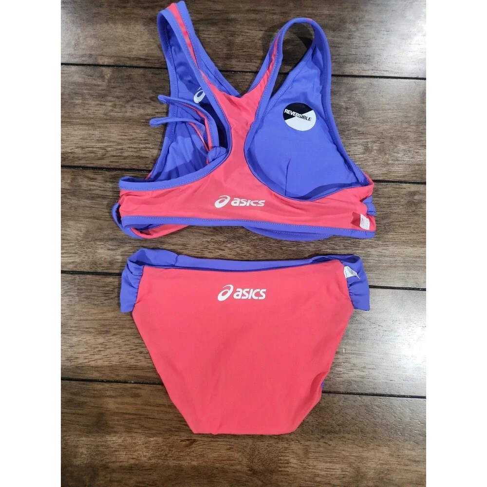 NEW Asics Keli Reversible Bikini Top & Bottom Sz S Beach Volleyball Purple Coral